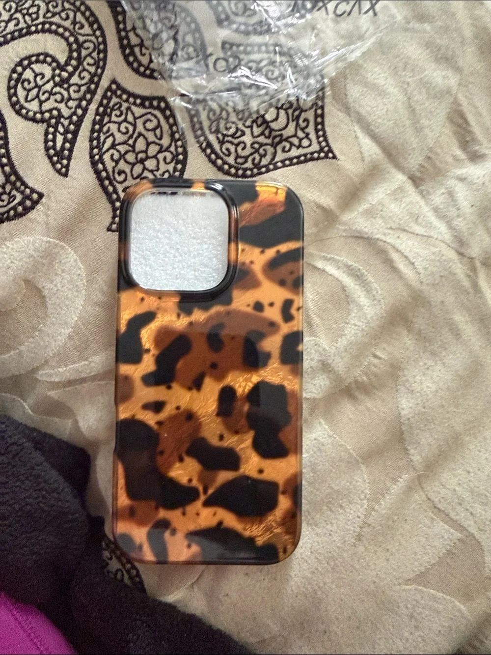 Tortoiseshell Pattern Protective Phone Case - Brown & Black